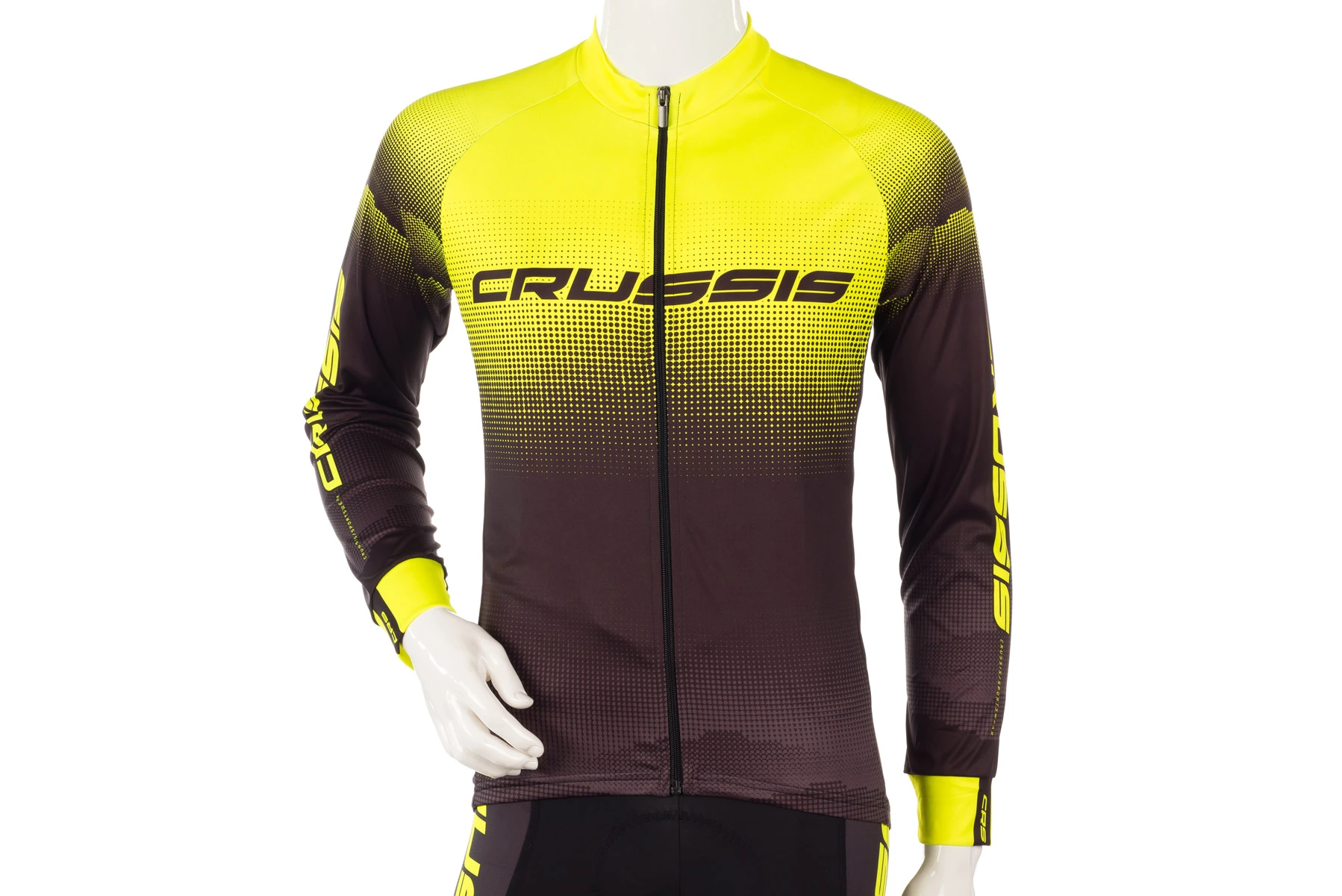 Crussis Cyklistický dres CRUSSIS, dlouhý rukáv, černá/žlutá