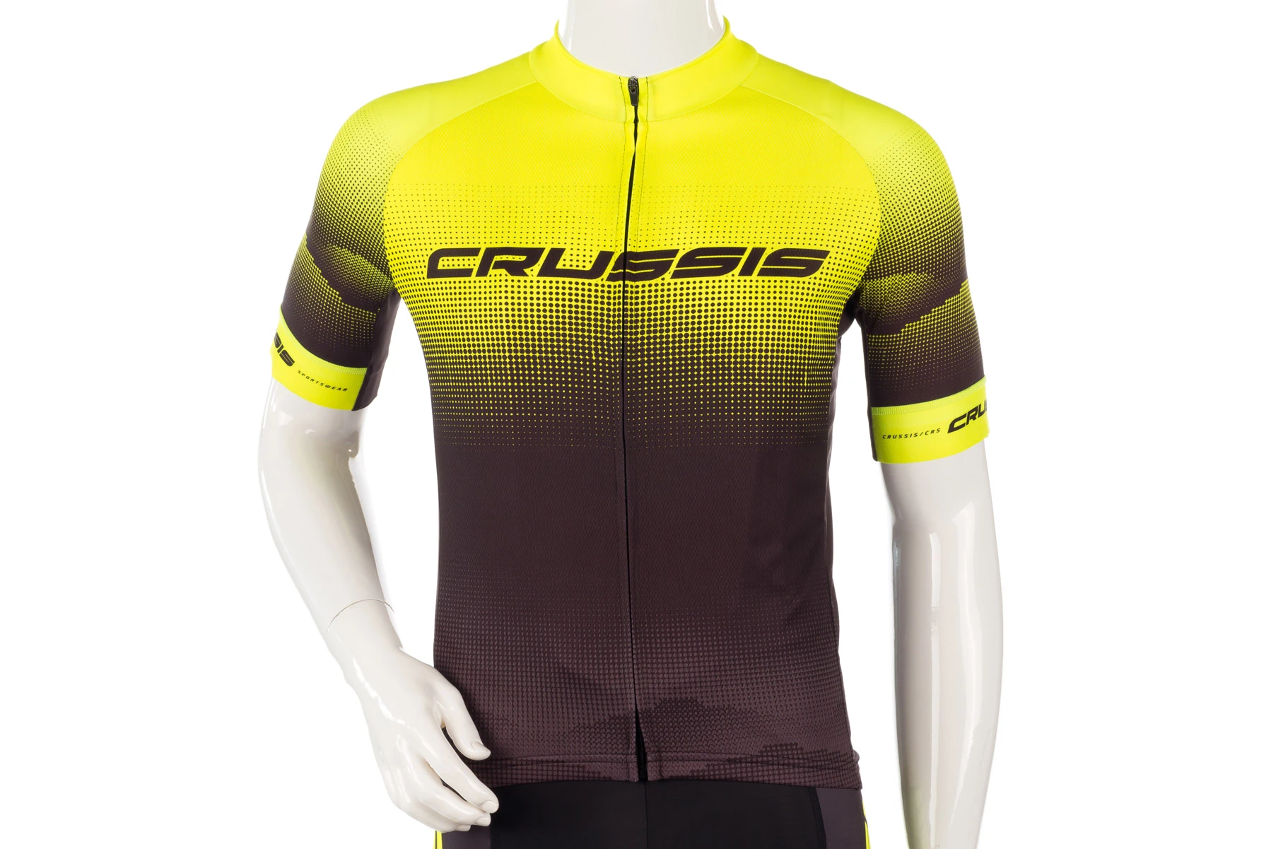 Crussis Cyklistický dres CRUSSIS, krátký rukáv, černá/žlutá