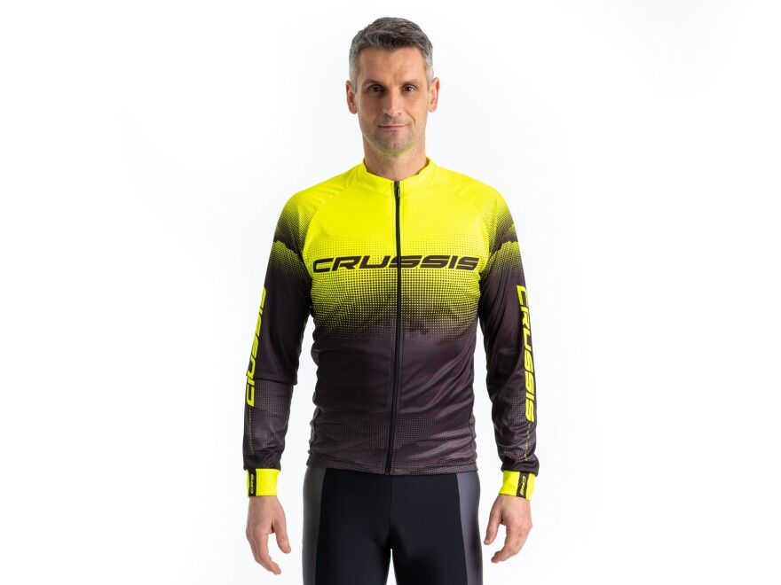 Cyklistický dres CRUSSIS, dlouhý rukáv, černá/žlutá