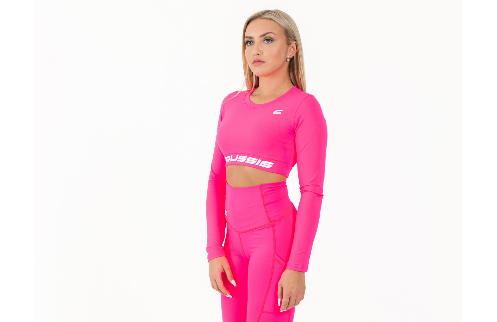 Dmsk Crop Top dlouh rukv NEON PINK