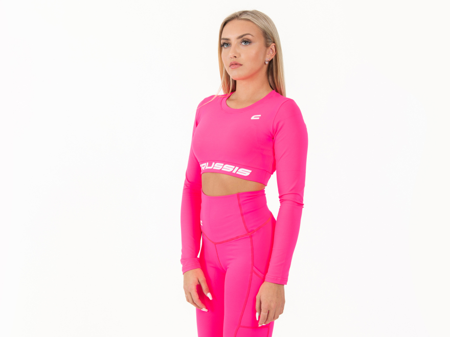 Dmsk Crop Top dlouh rukv NEON PINK