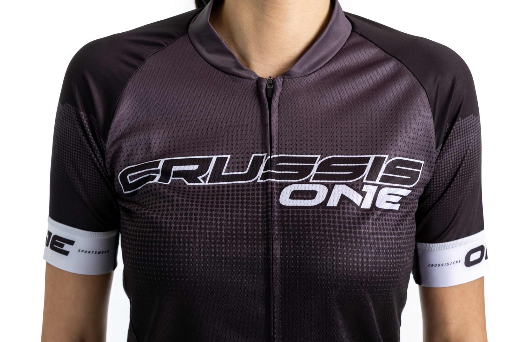 Dmsk cyklistick dres CRUSSIS - ONE, krtk rukv, ern/bl