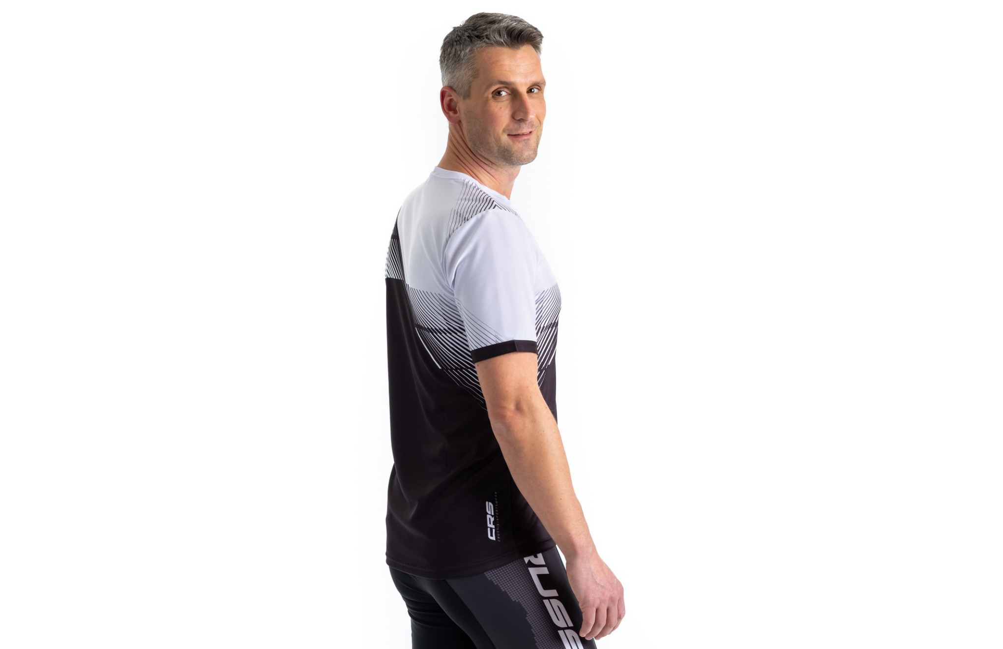 Sportovní tričko CRUSSIS - ONE, krátký rukáv, černá/bílá