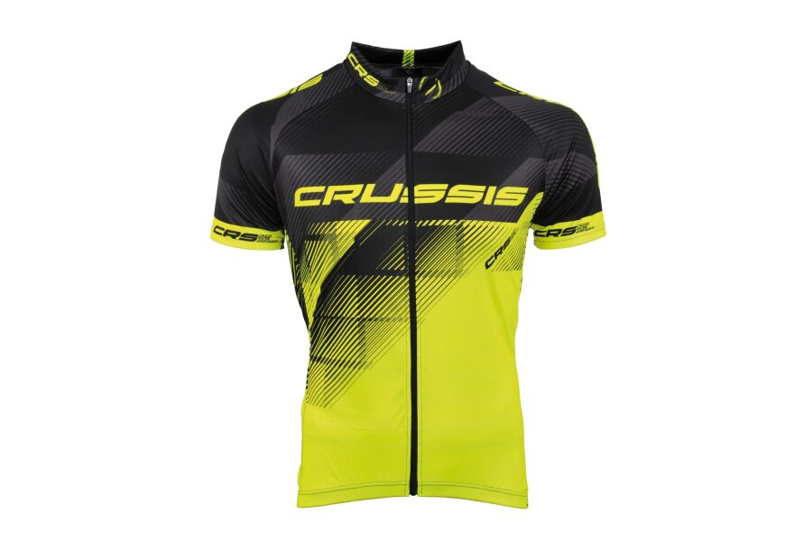 Cyklistick dres CRUSSIS - ern / lut fluo